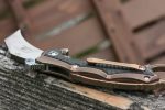 Defcon Knives Raptor Karambit Flipper 2.83" S35VN Satin Hawkbill Blade, Stonewashed Bronze Titanium Handles w/ Marbled Carbon Fiber Inserts - TF5221-2 - Image 11