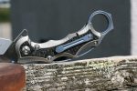Defcon Knives Raptor Karambit Flipper 2.83" S35VN Satin Hawkbill Blade, Titanium Handles w/ Marbled Carbon Fiber Inserts - TF5221 - Image 6