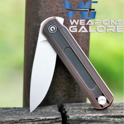 CIVIVI Foldis Front Flipper Knife Black Hand Rubbed Copper Handle (2.67" Silver Bead Blasted Nitro-V Blade) C21044-1 - UK FRIENDLY CARRY KNIFE -