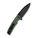 SENCUT Sachse Button Lock/Flipper Knife Green Micarta Handle (3.47" Black Stonewashed 9Cr18MoV Blade) S21007-2 - Image 6