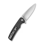 SENCUT Sachse Button Lock/Flipper Knife Black Micarta Handle (3.47" Satin Finished 9Cr18MoV Blade) S21007-1 - Image 6