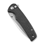 SENCUT Sachse Button Lock/Flipper Knife Black Micarta Handle (3.47" Satin Finished 9Cr18MoV Blade) S21007-1 - Image 4