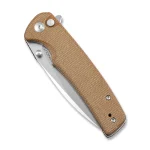 SENCUT Sachse Button Lock/Flipper Knife Brown Micarta Handle (3.47" Satin Finished 9Cr18MoV Blade) S21007-3 - Image 3