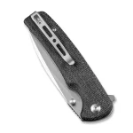 SENCUT Sachse Button Lock/Flipper Knife Black Micarta Handle (3.47" Satin Finished 9Cr18MoV Blade) S21007-1 - Image 3