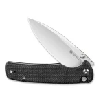 SENCUT Sachse Button Lock/Flipper Knife Black Micarta Handle (3.47" Satin Finished 9Cr18MoV Blade) S21007-1 - Image 5
