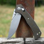S-TEC Axel Lock EDC Folding Pocket Knife with Carbon Fiber Gold Weave Inlay Handle & D2 Steel Blade - Series 2 (TS023)