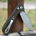 S-TEC Axel Lock EDC Folding Pocket Knife with Carbon Fiber Gold Weave Inlay Handle & D2 Steel Blade - Series 2 (TS023) - Image 3