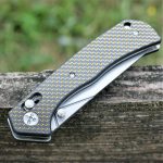 S-TEC Axel Lock EDC Folding Pocket Knife with Carbon Fiber Gold Weave Inlay Handle & D2 Steel Blade - Series 2 (TS023) - Image 5