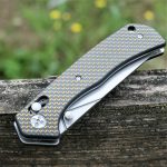 S-TEC Axel Lock EDC Folding Pocket Knife with Carbon Fiber Gold Weave Inlay Handle & D2 Steel Blade - Series 2 (TS023) - Image 6