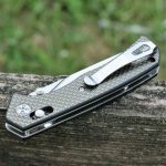 S-TEC Axel Lock EDC Folding Pocket Knife with Carbon Fiber Gold Weave Inlay Handle & D2 Steel Blade - Series 2 (TS023) - Image 7