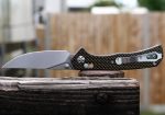 S-TEC Axel Lock EDC Folding Pocket Knife with Carbon Fiber Gold Weave Inlay Handle & D2 Steel Blade - Series 2 (TS023) - Image 10