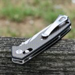 S-TEC Axel Lock EDC Folding Pocket Knife with Carbon Fiber Gold Weave Inlay Handle & D2 Steel Blade - Series 2 (TS023) - Image 16