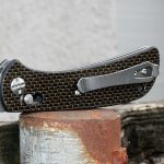S-TEC Axel Lock EDC Folding Pocket Knife with Carbon Fiber Gold Weave Inlay Handle & D2 Steel Blade - Series 2 (TS022) - Image 6