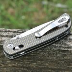 S-TEC Axel Lock EDC Folding Pocket Knife with Carbon Fiber Gold Weave Inlay Handle & D2 Steel Blade - Series 2 (TS022) - Image 4