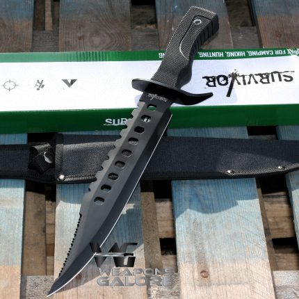 Survivor Large Light Weight Bowie Knife - Blackout Version - HK-2232B -