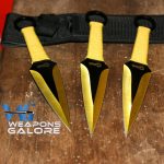 3pc Yellow Kunai Throwing Knife Set & Sheath