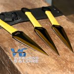 3pc Yellow Kunai Throwing Knife Set & Sheath - Image 2