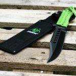 Z-Hunter – Fixed Blade Survival Knife – Partially Serrated Black Steel Blade with Sawback, Full Tang, Green Cord Wrapped Handle w/Lanyard, Nylon Sheath, Outdoor, Hunt, Camp, Hike, Survival, ZB-103 - Image 4