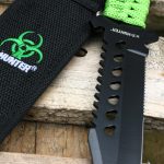 Z-Hunter – Fixed Blade Survival Knife – Partially Serrated Black Steel Blade with Sawback, Full Tang, Green Cord Wrapped Handle w/Lanyard, Nylon Sheath, Outdoor, Hunt, Camp, Hike, Survival, ZB-103 - Image 5