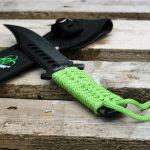 Z-Hunter – Fixed Blade Survival Knife – Partially Serrated Black Steel Blade with Sawback, Full Tang, Green Cord Wrapped Handle w/Lanyard, Nylon Sheath, Outdoor, Hunt, Camp, Hike, Survival, ZB-103 - Image 7