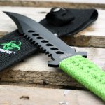 Z-Hunter – Fixed Blade Survival Knife – Partially Serrated Black Steel Blade with Sawback, Full Tang, Green Cord Wrapped Handle w/Lanyard, Nylon Sheath, Outdoor, Hunt, Camp, Hike, Survival, ZB-103 - Image 8