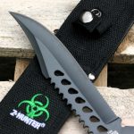 Z-Hunter – Fixed Blade Survival Knife – Partially Serrated Black Steel Blade with Sawback, Full Tang, Green Cord Wrapped Handle w/Lanyard, Nylon Sheath, Outdoor, Hunt, Camp, Hike, Survival, ZB-103 - Image 12