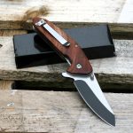 Classic Wooden Handle Clip Point Dual Tone Liner lock Knife - LK-090 - Image 4