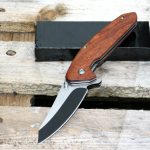 Classic Wooden Handle Clip Point Dual Tone Liner lock Knife - LK-090 - Image 3