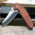 Classic Wooden Handle Clip Point Dual Tone Liner lock Knife - LK-090
