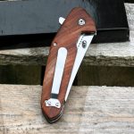 Classic Wooden Handle Clip Point Dual Tone Liner lock Knife - LK-090 - Image 2