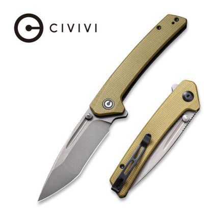 CIVIVI Keen Nadder Flipper Knife - Olive Micarta Handle (3.48” Gray Stonewashed Bohler N690) C 2021C