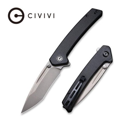 CIVIVI Keen Nadder Flipper Knife - Black Coarse G10 Handle (3.48” Gray Stonewashed Bohler N690) C 2021A