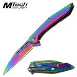 MTECH USA MANUAL RAINBOW FINISHED FOLDING KNIFE - MT-1052RB