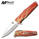 MTECH USA FLAME DESIGN FLIPPER ASSISTED OPENING KNIFE - MT-A1185RD