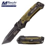 M-Tech Evolution Resistance Green Quick Opening Knife - Black Stonewash Serr - MTE-A026-GN