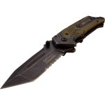 M-Tech Evolution Resistance Green Quick Opening Knife - Black Stonewash Serr - MTE-A026-GN - Image 6