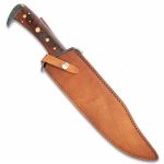 Timber Rattler Gunslinger Bowie Knife With Sheath - 1095 Fire Kissed Carbon Steel Blade, Steel Guard, Hardwood Handle - Length 16 1/2” - Image 3