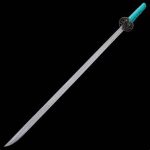 Shinwa Teal Zatoichi Sword And Scabbard - Damascus Steel Blade, Hardwood Handle, Traditional Cord-Wrap, Genuine Rayskin - Image 4
