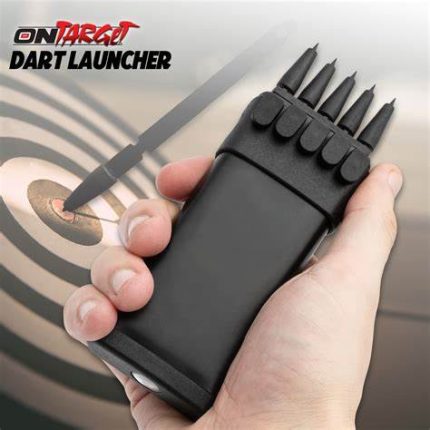 On Target Dart Launcher - Stainless Steel, 430 Stainless Steel Darts, Includes 10 Darts, Nylon Sheath