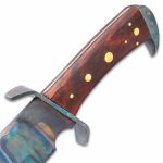 Timber Rattler Gunslinger Bowie Knife With Sheath - 1095 Fire Kissed Carbon Steel Blade, Steel Guard, Hardwood Handle - Length 16 1/2” - Image 2