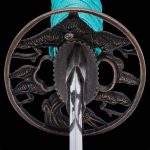 Shinwa Teal Zatoichi Sword And Scabbard - Damascus Steel Blade, Hardwood Handle, Traditional Cord-Wrap, Genuine Rayskin - Image 2