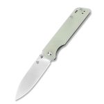 QSP EDC Folding Pocket Knfe, D2 Blade, 4" G10/Micarta handle, Left and Right Handed Thumb Stub Opening, Smooth Liner Lock with Copper Washes, QSP Parrot (Jade G10) - Image 12