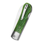QSP Knives Worker Folding Knife 3.5" N690 Satin Sheepsfoot Blade, Green Jigged Bone Handle with Stainless Steel Bolsters - QS128-B - Image 16