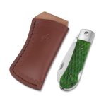 QSP Knives Worker Folding Knife 3.5" N690 Satin Sheepsfoot Blade, Green Jigged Bone Handle with Stainless Steel Bolsters - QS128-B - Image 2