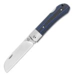 QSP Knives Worker Folding Knife 3.5" N690 Satin Sheepsfoot Blade, Blue G10/Carbon Fiber Handles with Stainless Steel Bolsters - QS128-D - Image 15