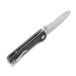 QSP Knives Hawk Flipper Knife 3.25" Sandvik 14C28N Satin Drop Point Blade, Black Micarta Handles - QS131-J - Image 14