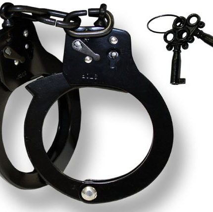 Black Finish Metal Handcuffs with Dual Lock and Keys.