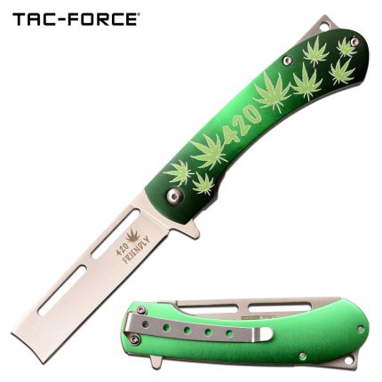 Tac Force Weed Design Cutthroat Razor - Easy Opening - TF-552SWD
