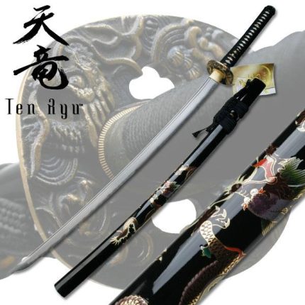 Ten Ryu HAND FORGED FOLDED DAMASCUS STEEL Life Dragon Samurai Katana 41 " OVERALL - TR-013
