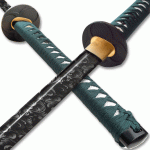 TEN RYU Carbon Steel Golden Edition Katana with Black & Green Scabbard - Samurai Sword TR-116 - Image 2